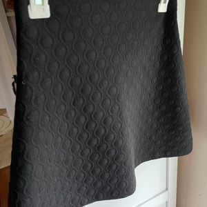 Black Quilted A-Line mini skirt, zip back, size SMALL